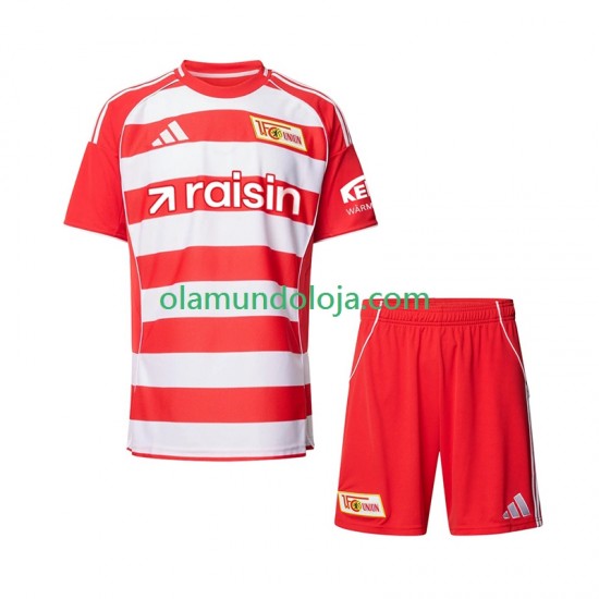 Camisola Union Berlin Criança Equipamento Primeiro 2025-2026 Manga Curta